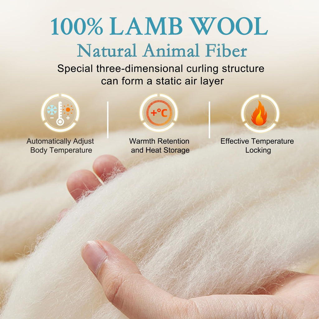 Summer Lightweight Wool Comforter - Breathable & Thin Duvet Insert for Hot Sleepers, 100% Australian Lamb Wool