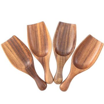 Big Wood Coffee Scoops - Acacia Wooden Scoops for Jars & Canisters, Multi-Purpose Measuring Spoons for Ground Coffee