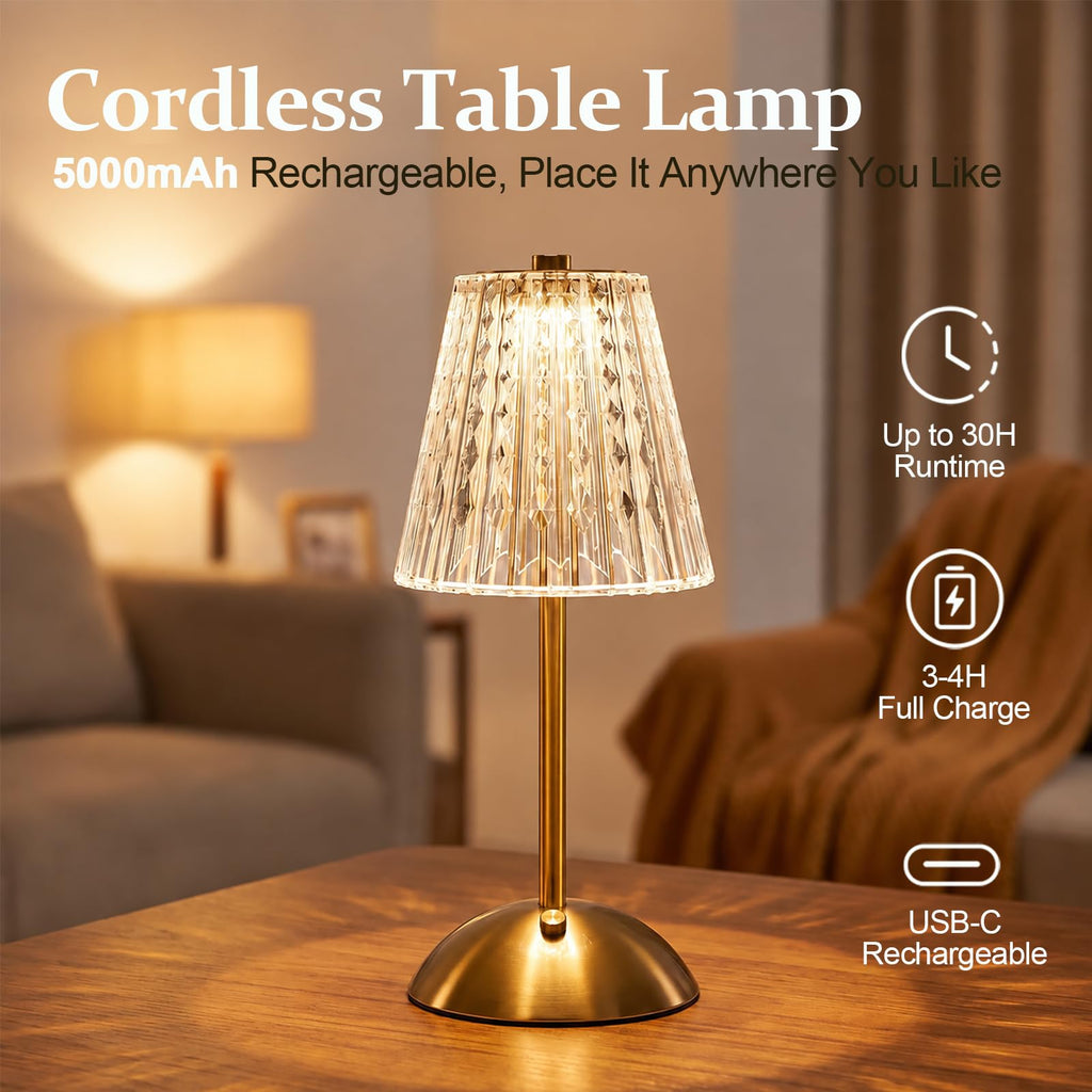 2 Pcs Led Cordless Table Lamps, 5000mAh Rechargeable Battery Operated Lamp