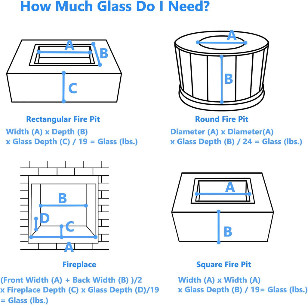 Cobalt Blue Fire Glass Diamonds for Fire Pit and Fireplace - 1 Inch Reflective Tempered Glass, 10 lbs