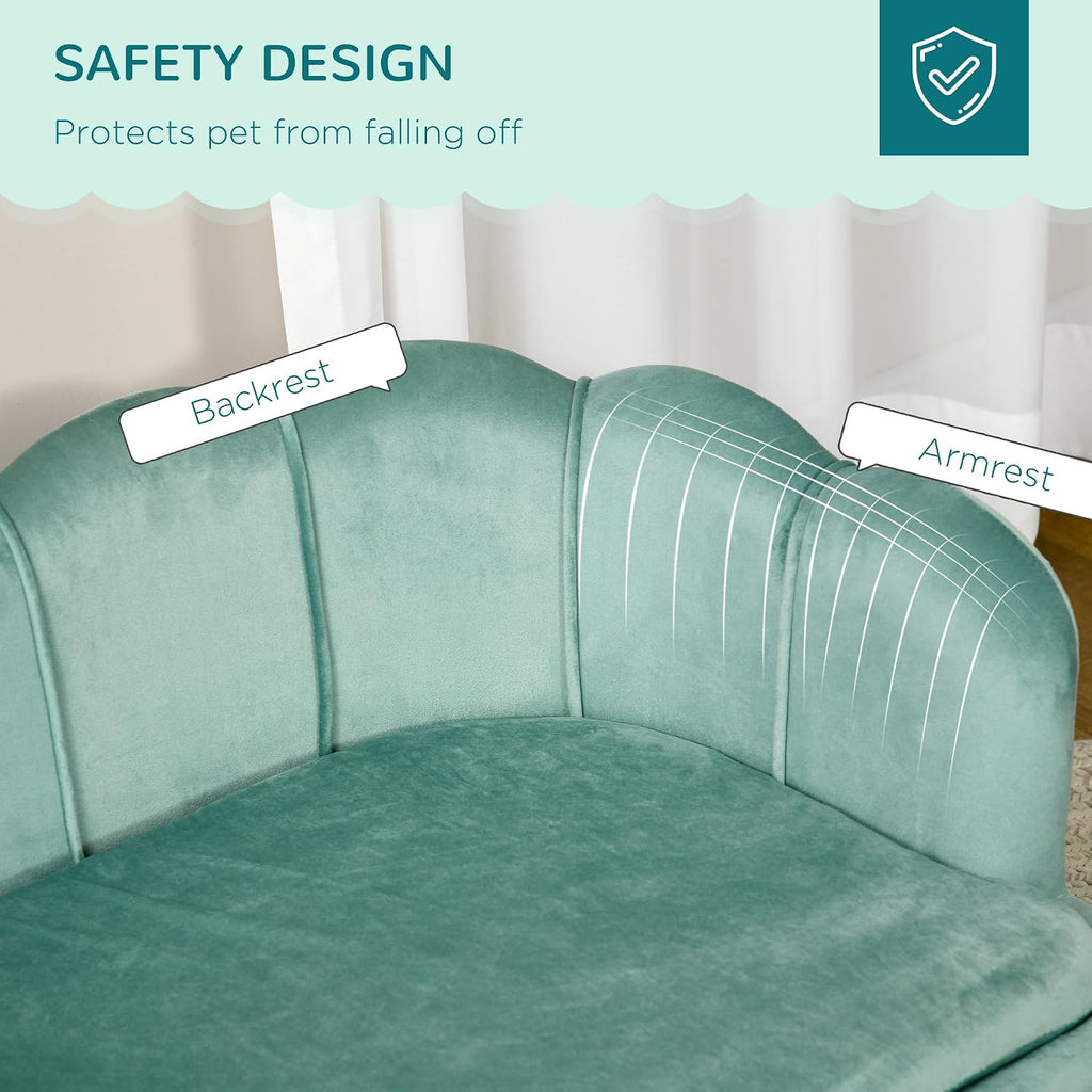 39" Velvet Comfy Cloud Sofa, Lazy Pet Couch with Foam Cushion, Dog Bed with Pearl Design for Medium Large Dogs, Green
