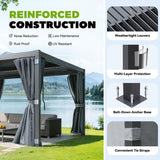 Louvered Pergola 10x12, Steel Aluminum Pergola with Adjustable Louvered Roofs