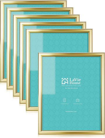 8x10 Picture Frames (6 Pack, Gold) Simple Designed Photo Frame with High Definition Glass for Wall Mount & Table Top