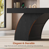 70.9 Inch Executive Desk, Large Office Desk with Power Outlet & Storage Shelves
