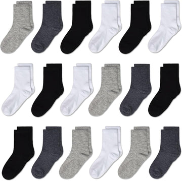 18 Pairs Toddler Kids Crew Socks Boys Girls for School
