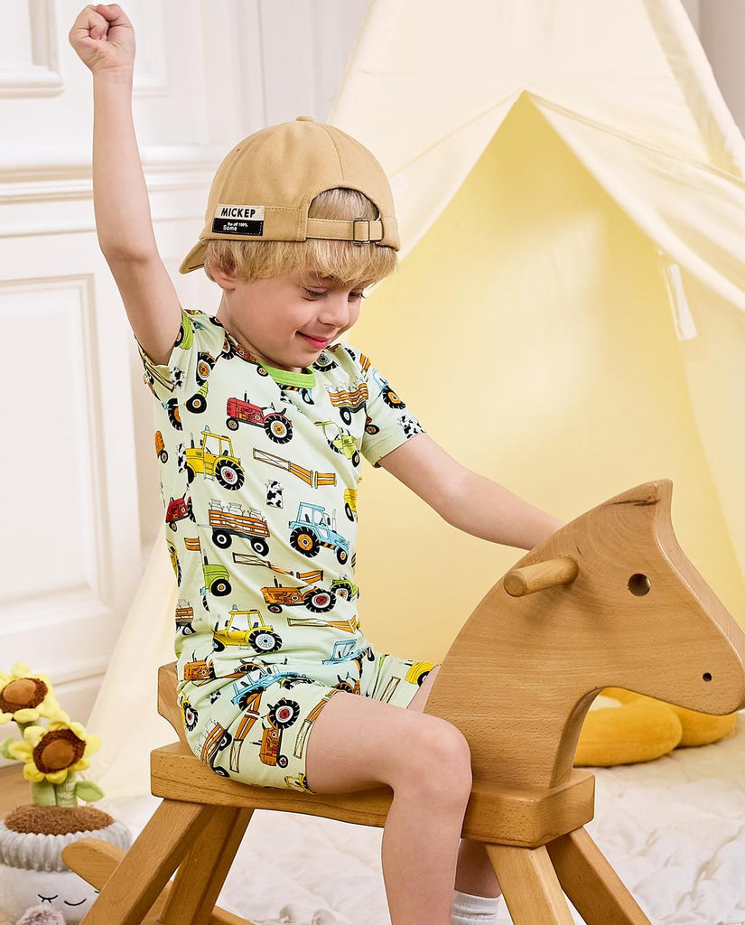 Bamboo Viscose Toddler Boys Pajamas Set, Short Sleeve Kids