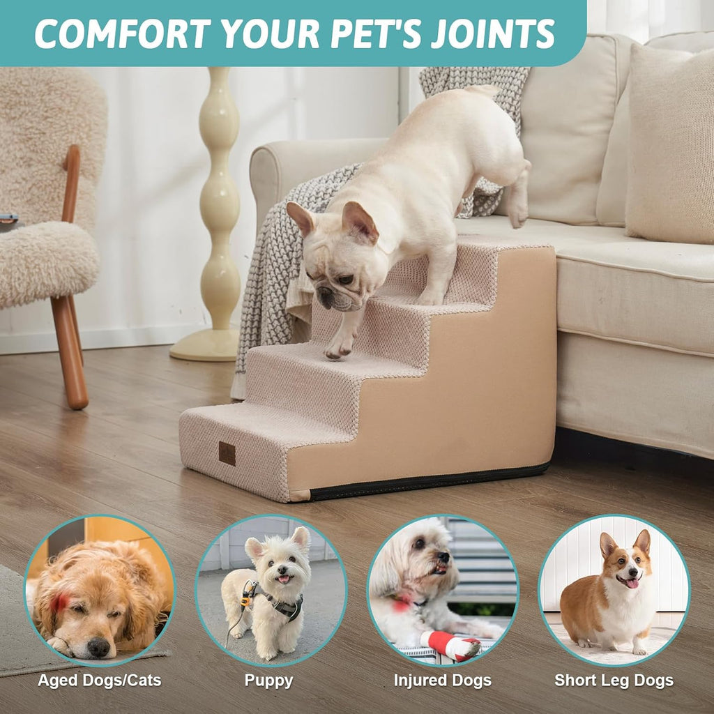 Dog Stairs for Small Dogs, 4 Step Pet Stairs for Beds & Couches