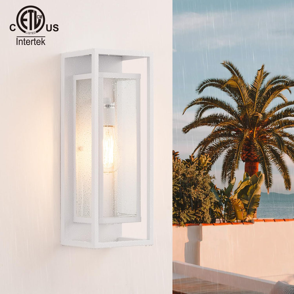 18" Modern Outdoor Porch Wall Light, Matte White, 2 Pack