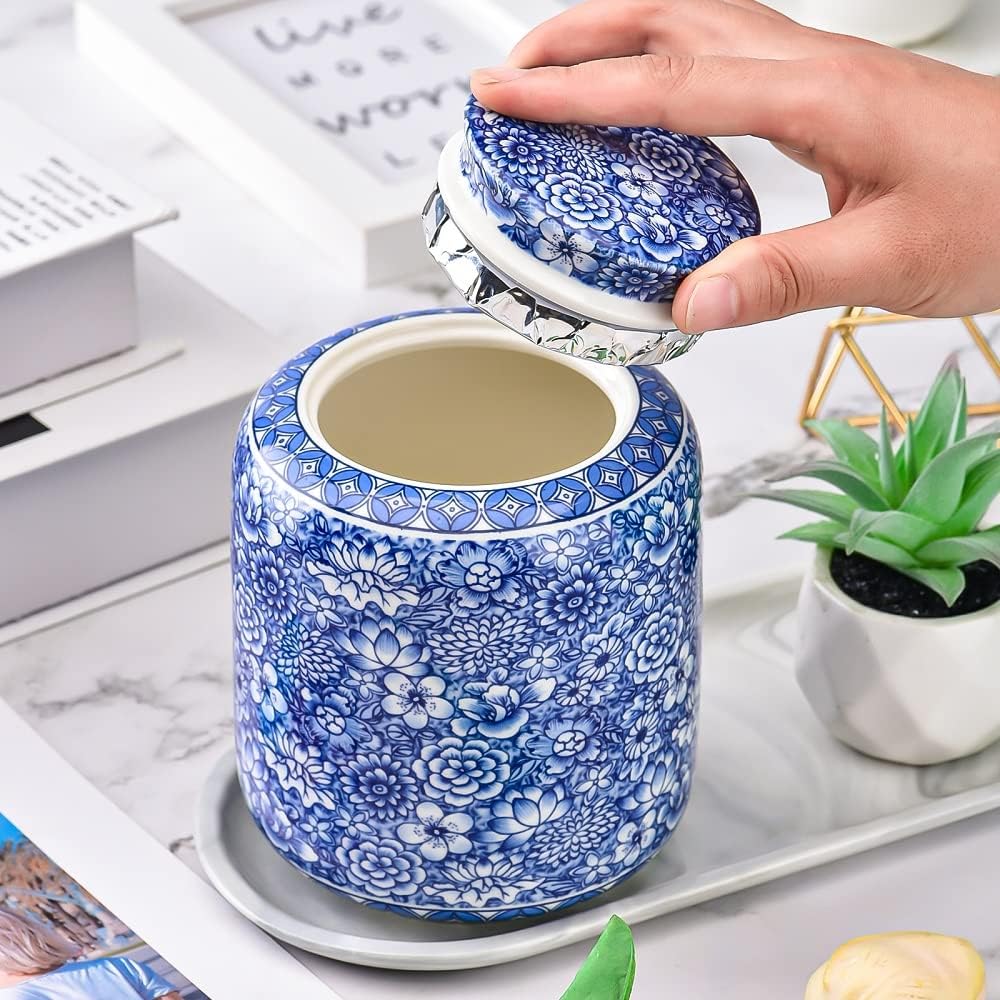 Ginger Jar Decorative Jar Ancient Chinese Imperial Enamel Porcelain (Small, Blue,White)