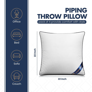 22x22 Throw Pillow Inserts, Decorative Pillows - Set of 4