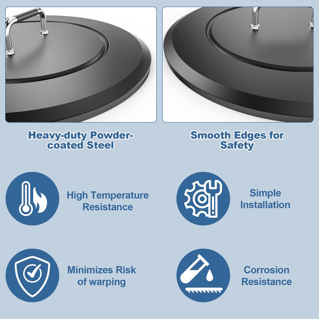 28.5 Inch Universal Fire Pit Lid Cover Round Outdoor Fire Pit Accessory, Heat Resistant Powder Coated Steel Firepit