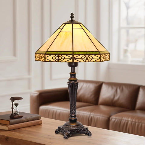 Table Lamp with Stained Glass Shade, Vintage Style Desk Lamp