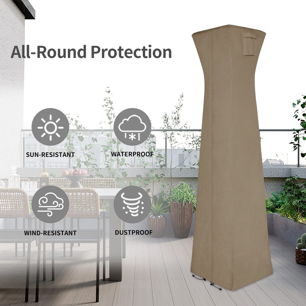Pyramid Torch Patio Heater Cover, 90"H x 23"L x 23"W, Camel