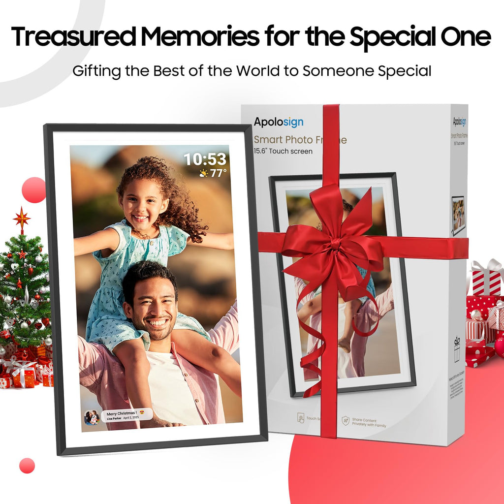 Digital Picture Frame 15.6 inch, WiFi Digital Photo Frame with 32GB Storage, 1920x1080 FHD IPS Touch Screen