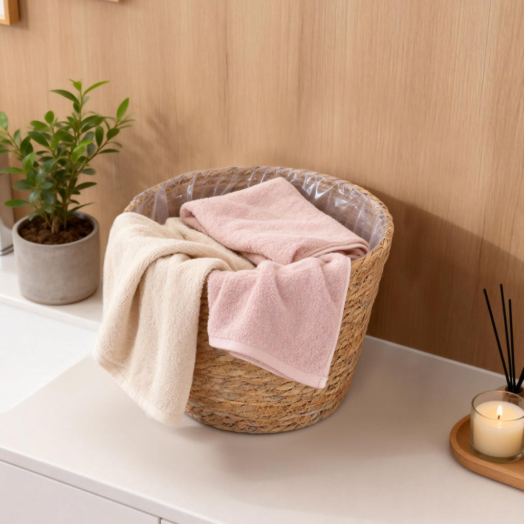 2Pcs Woven Plant Baskets with Liners Round Rattan Seagrass Planter