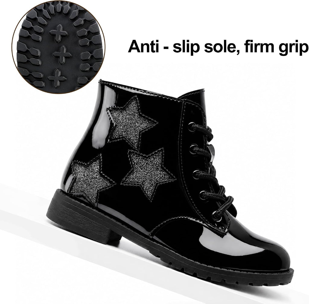 Girls Combat Boots Water-Resistant Ankle Boots
