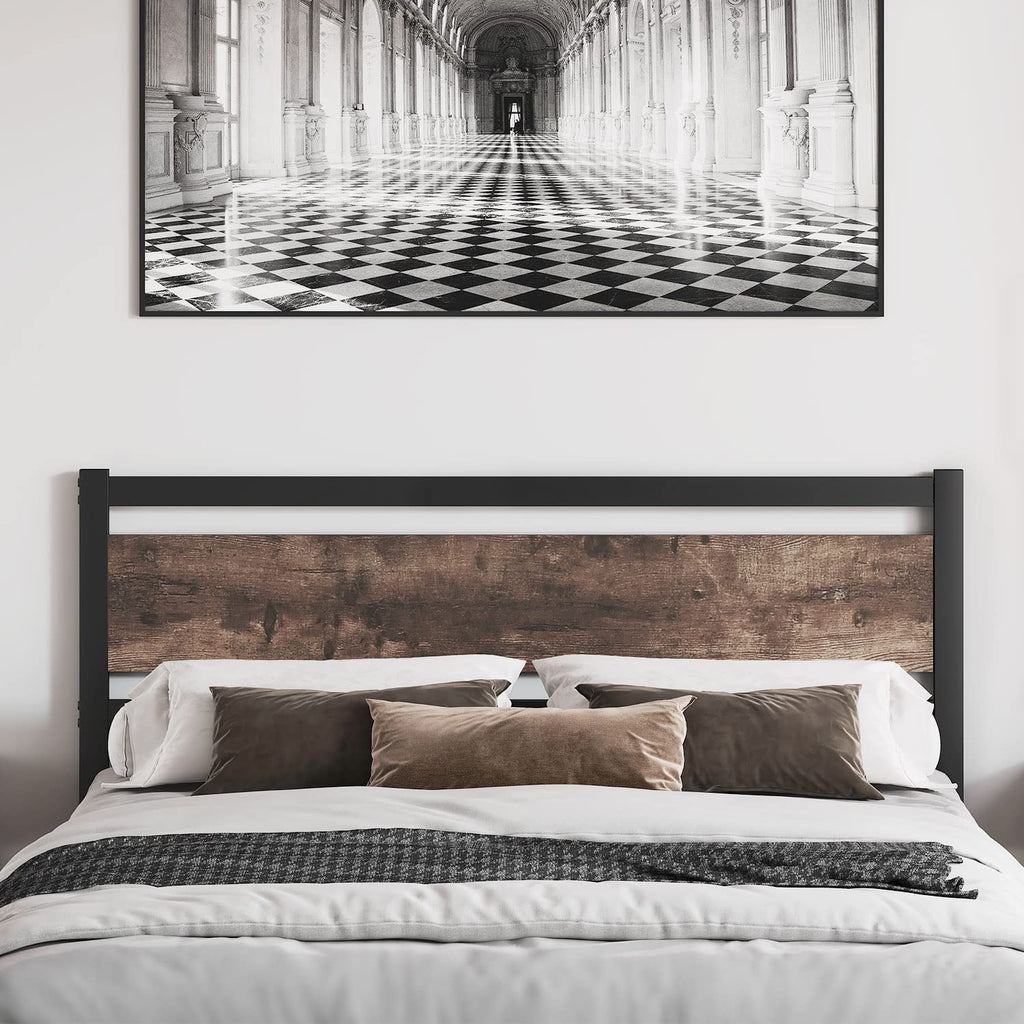 Headboard Only Wooden Headboard with Metal Slats Rustic Headboard