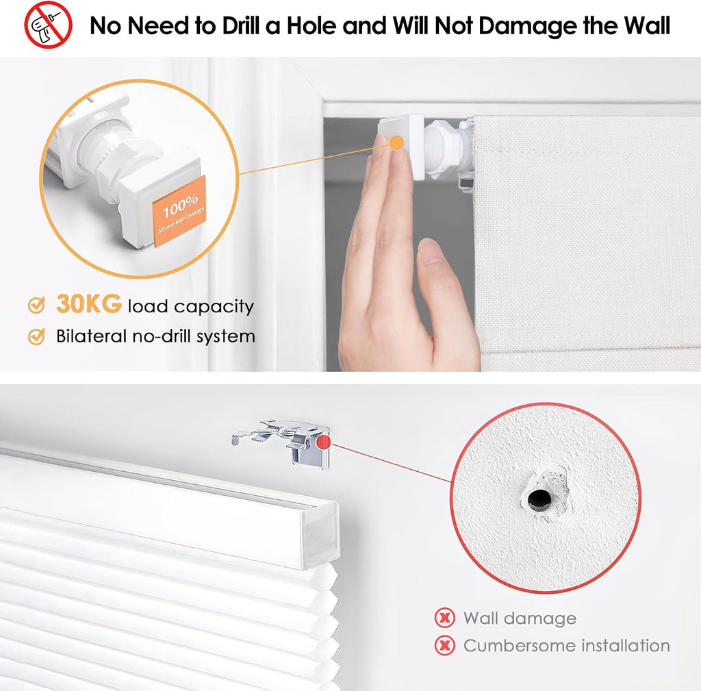 No Tools No Drill Cordless Roman Shades for Windows, Blackout Thermal Insulated UV Blocking Window Blinds