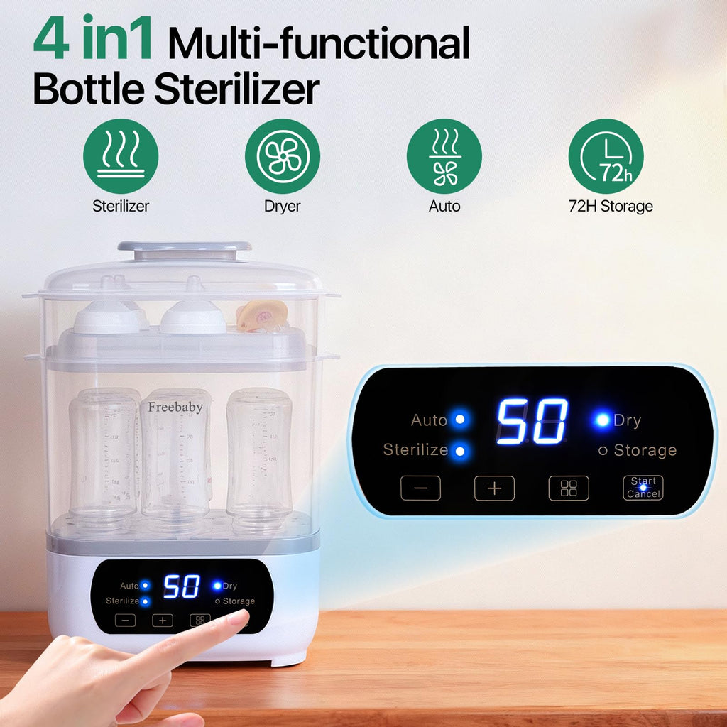 Baby Bottle Steamer and Dryer, All-in-One Sterilizer and Dryer for All Baby Bottle, Bottle Sanitizer for