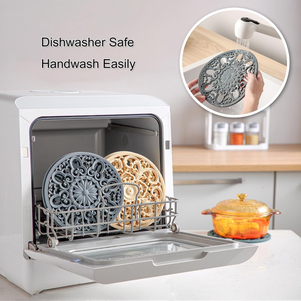Extra Thick Silicone Trivet Mat for Hot Dishes, Hot Pots and Pans, Pot Holder, Hot Pad to Protect Your Table - Set of 3