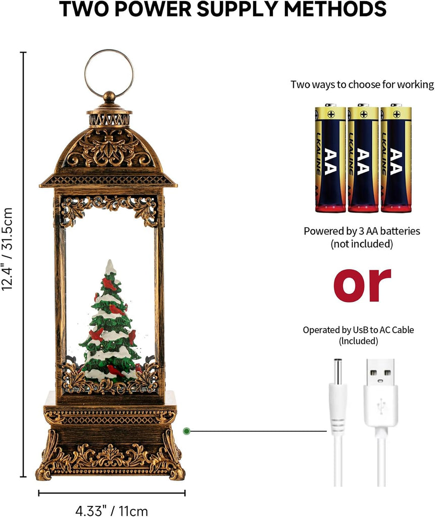 Rotating Christmas Tree Christmas Snow Globes Cardinal Music Water Glitter Lantern Holiday Decorations Gifts