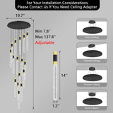 16-Lights 138 Inches Modern Chandelier LED Light Fixtures Adjustable High Ceiling Long Light Chandelier for Hallway Foyer Dimmable Lights with Remote Living Dining Ceiling Pendant Lighting A100-B0D78MRMBH