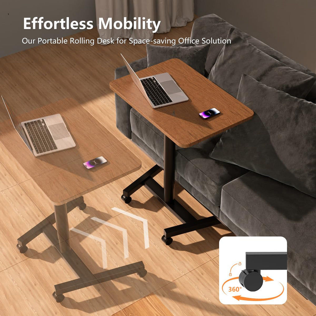 28-Inch Mobile Standing Desk, Adjustable Computer Desk, Portable Standing Desk with Lockable Wheels, Rolling Table