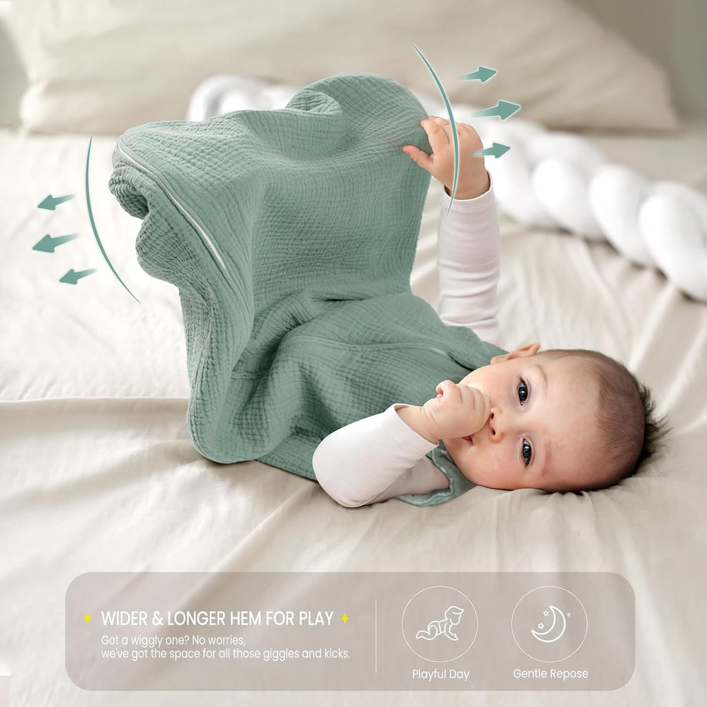 Baby Sleep Sack Muslin: Cotton 0.7TOG Breathable Wearable Blanket