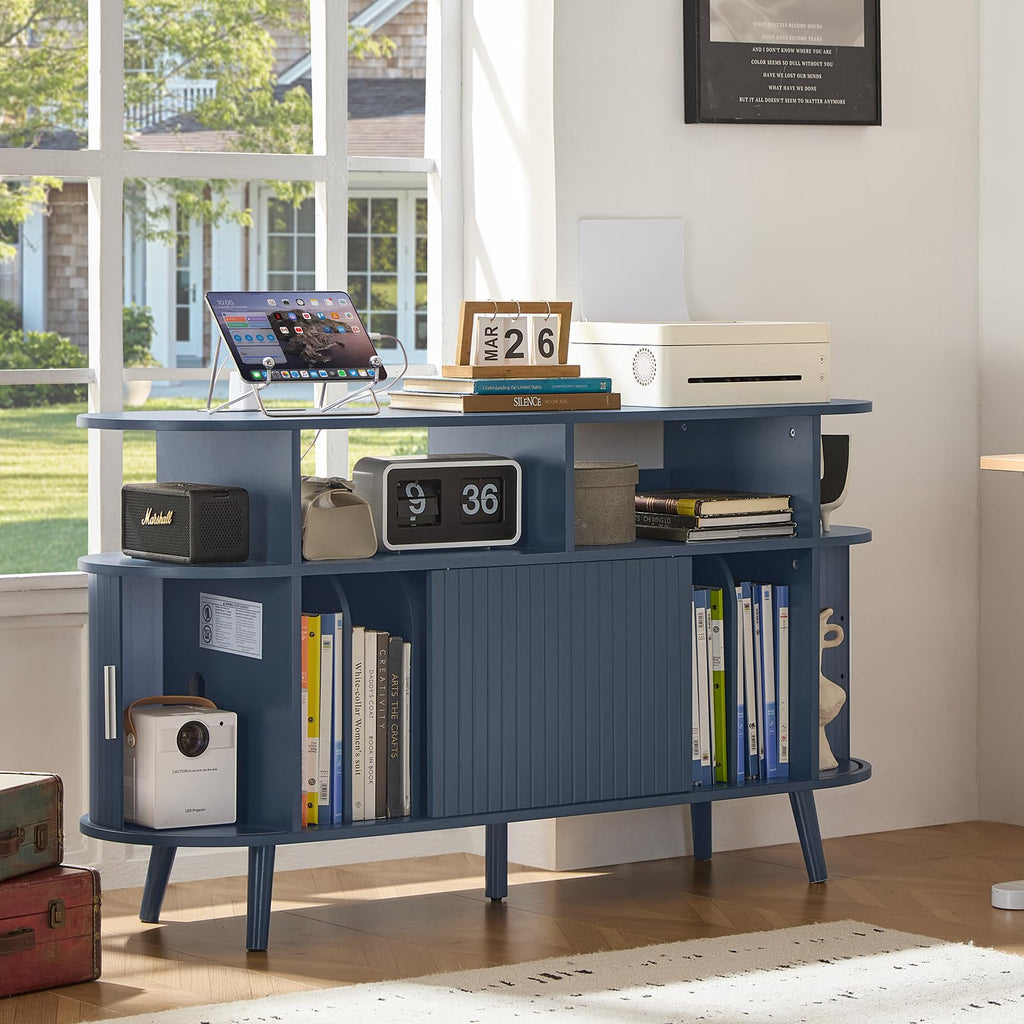 Extra Large Round Record Player Stand with Charging Station