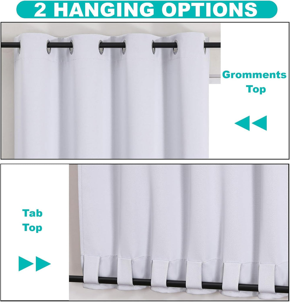 Outdoor Curtains Waterproof - Weatherproof Porch & Gazebo Curtains, Grommet Top and Tab Bottom Drape,4 Panel, 52" W x