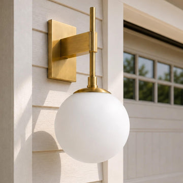 Large Globe Outdoor Wall Sconce, 18.1" Brass Outdoor Wall Lights