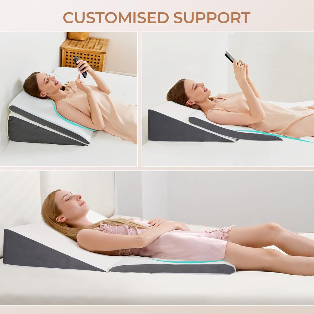Wedge Pillow for Sleep Apnea&Back Pain,Memory Foam Pillow Wedge,2PCS | 10'' Adjustable Triangle Pillow for Acid