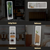 Full Length Mirror with LED Lights, 65"x21" Lighted Floor Mirror with Dimming & 3 Color Lighting, Stand , Dressing Room
