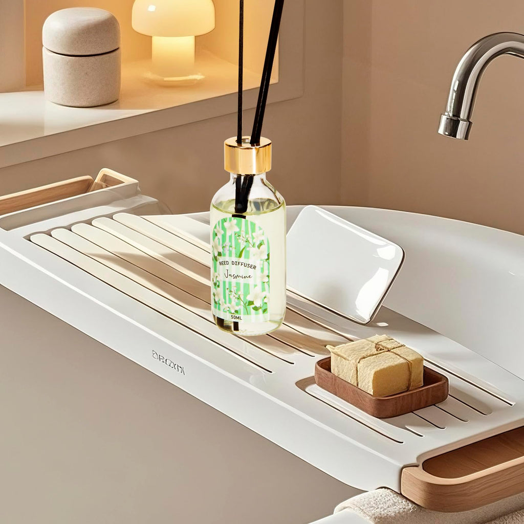 Reed Diffuser of 3 Pack, Linen Eucalyptus Jasmine Oil Diffuser Set with 15 Sticks, Bathroom Air Freshener