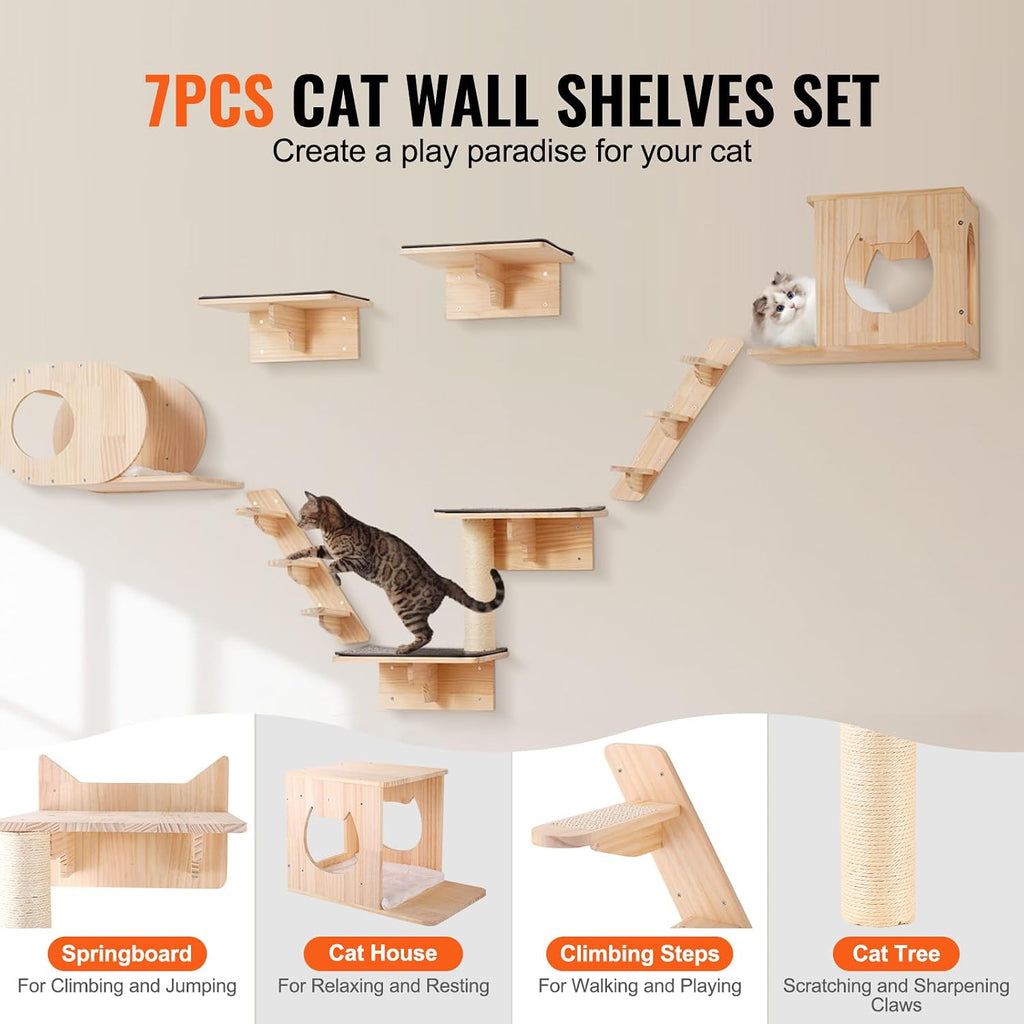 Wall Mounted Cat Shelves and Perches with Jumping Boards, Cat Beds, Hammocks & Tree, Up to 40 lbs for Sleeping