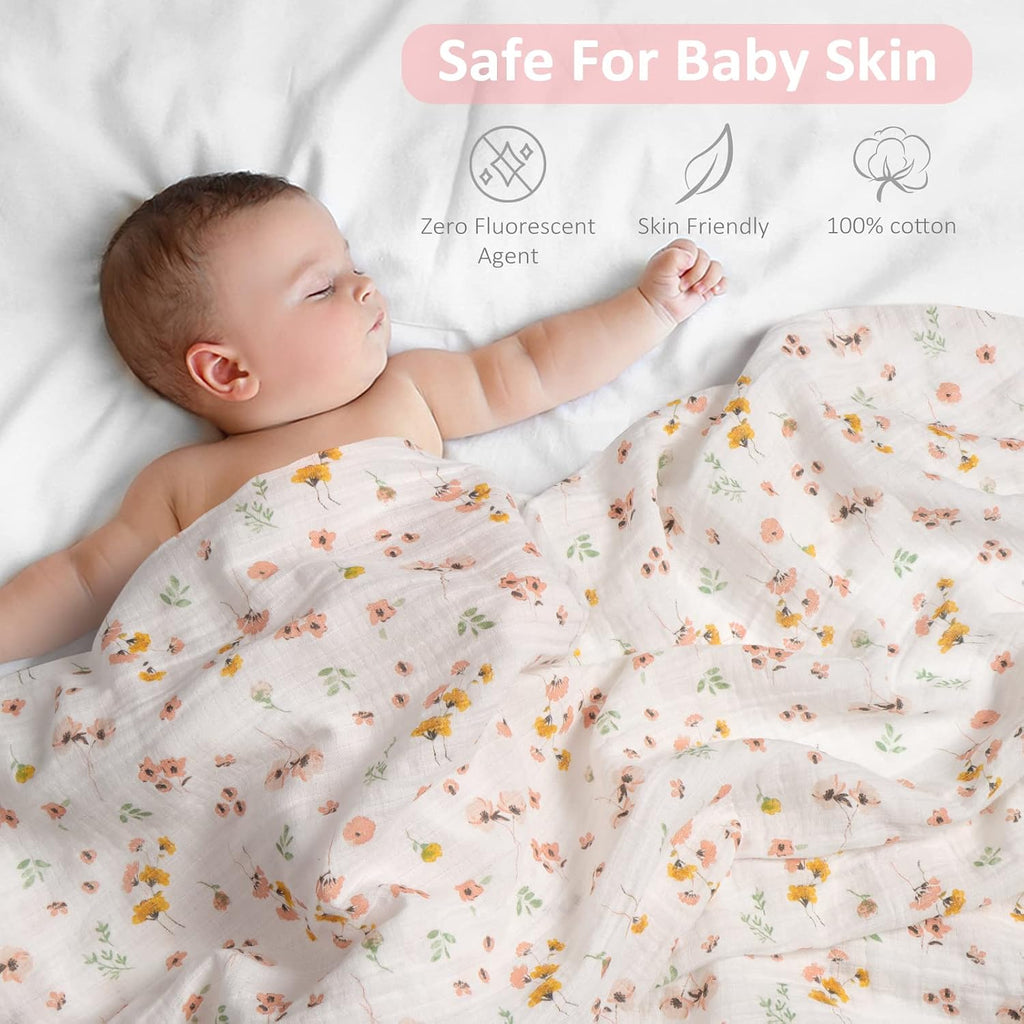 Muslin Swaddle Blanket, Baby Swaddle Blanket for Boys & Girls, Nursery Receiving Blanket, Baby Swaddle