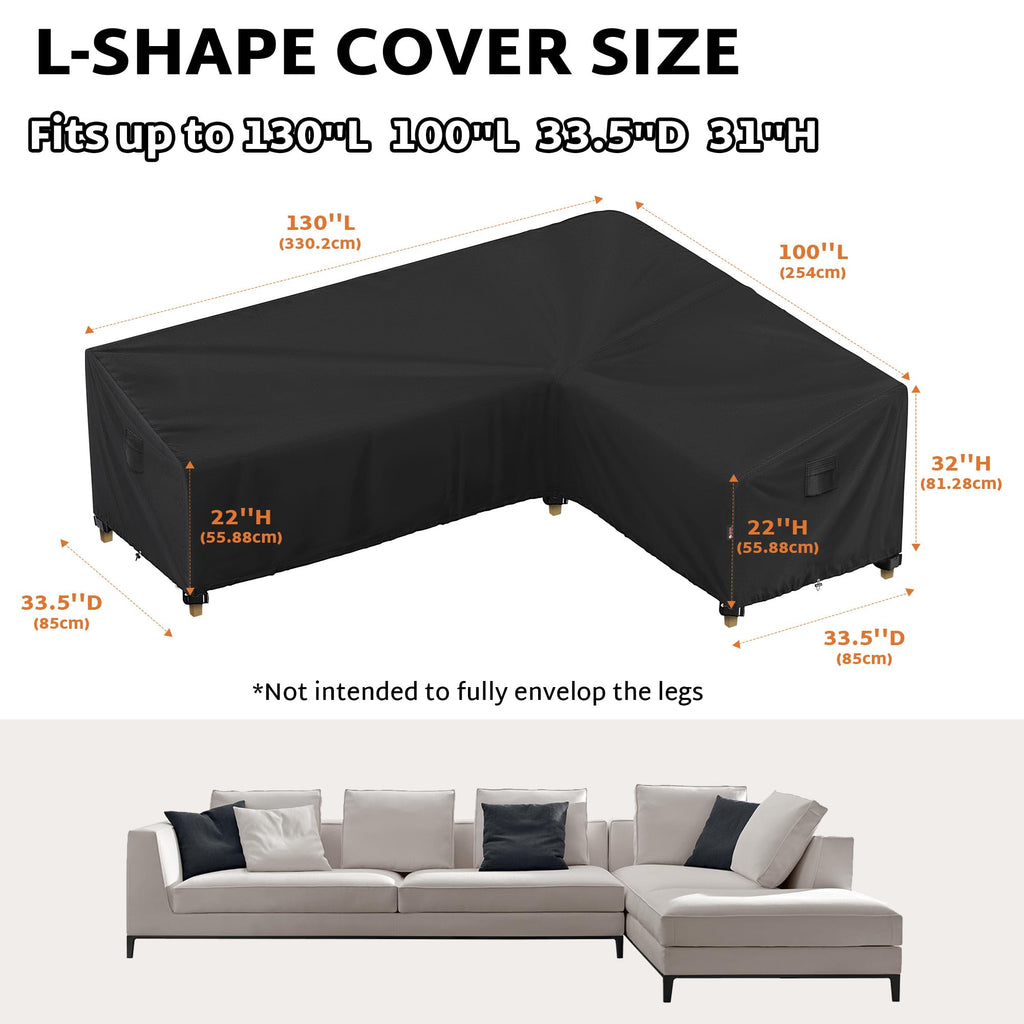Outdoor Sectional Cover 130 x 100 inch L-Shaped Large Couch Sofa