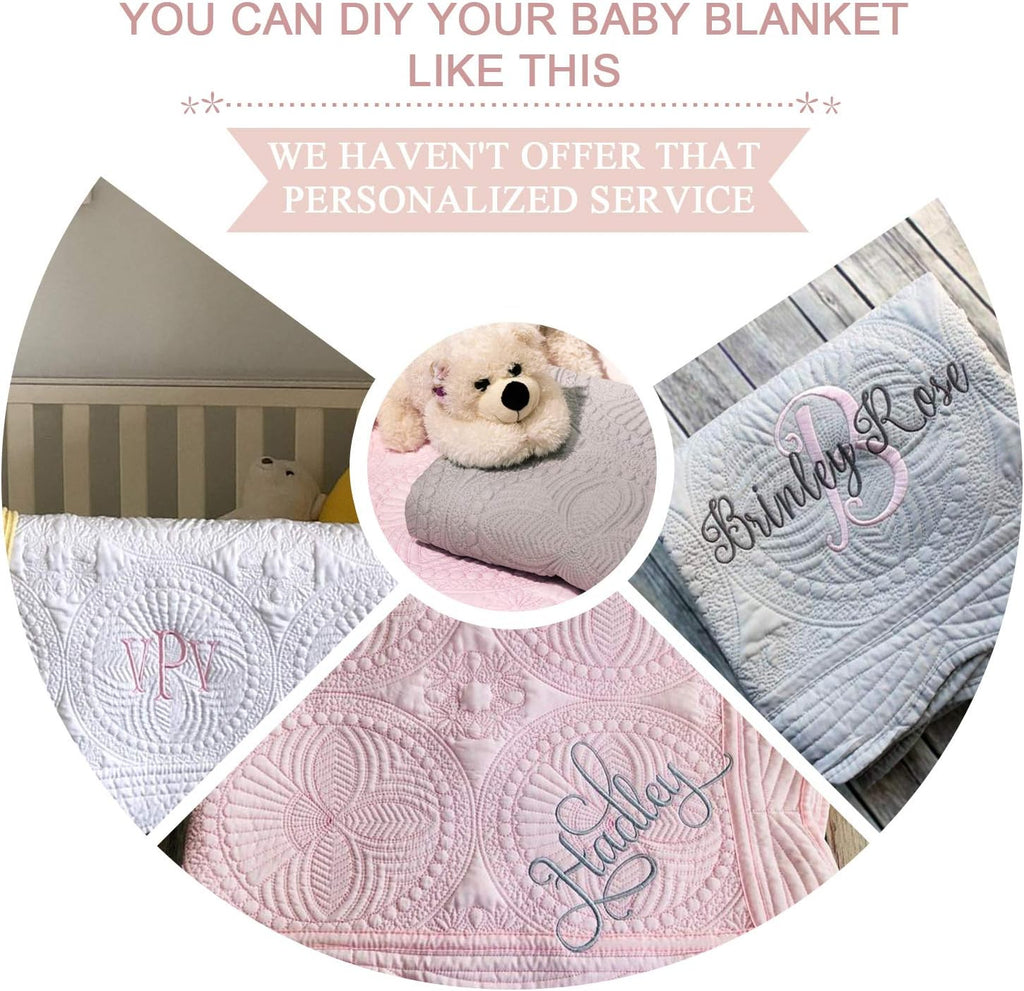 Toddlers and Baby Quilt Lightweight Blanket Embossed Cotton Quilt 4 Seasons Scalloped Newborn Baby Boy/Girl (Pink)