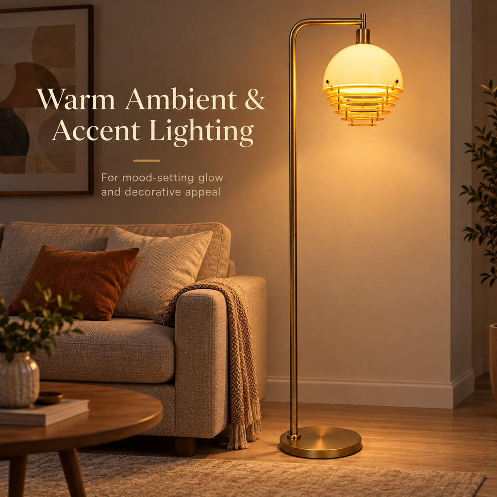 69" Sunset Arc Mushroom Orange Floor Lamp