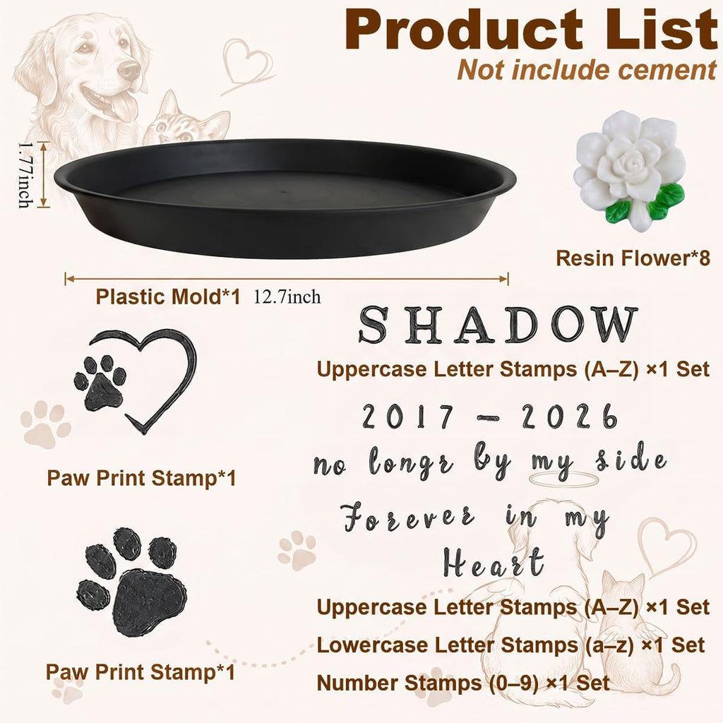 DIY Pet Memorial Stone Mold Dog Memorial Gift for Loss of Dog Sympathy Gift