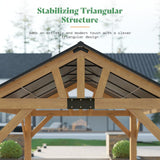 10x12 ft Spruce Wood Gazebo, Hardtop Pergola with Metal Stee - Image 3
