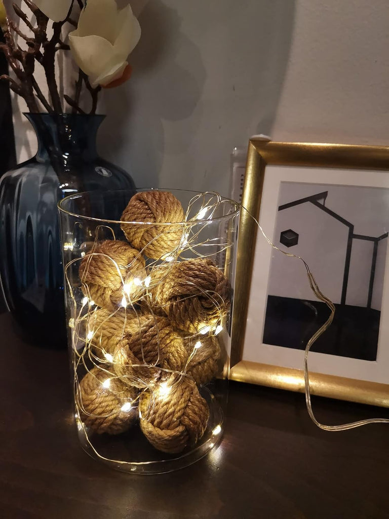 Mini Orbs Decorative Balls for Centerpiece Bowls, Christmas Decorative Rope Balls for Bowls, Vase Filler - Set of 10