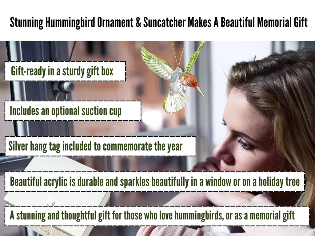 2026 Crystal Suncatcher with Prism Hummingbird Acrylic Window Ornament