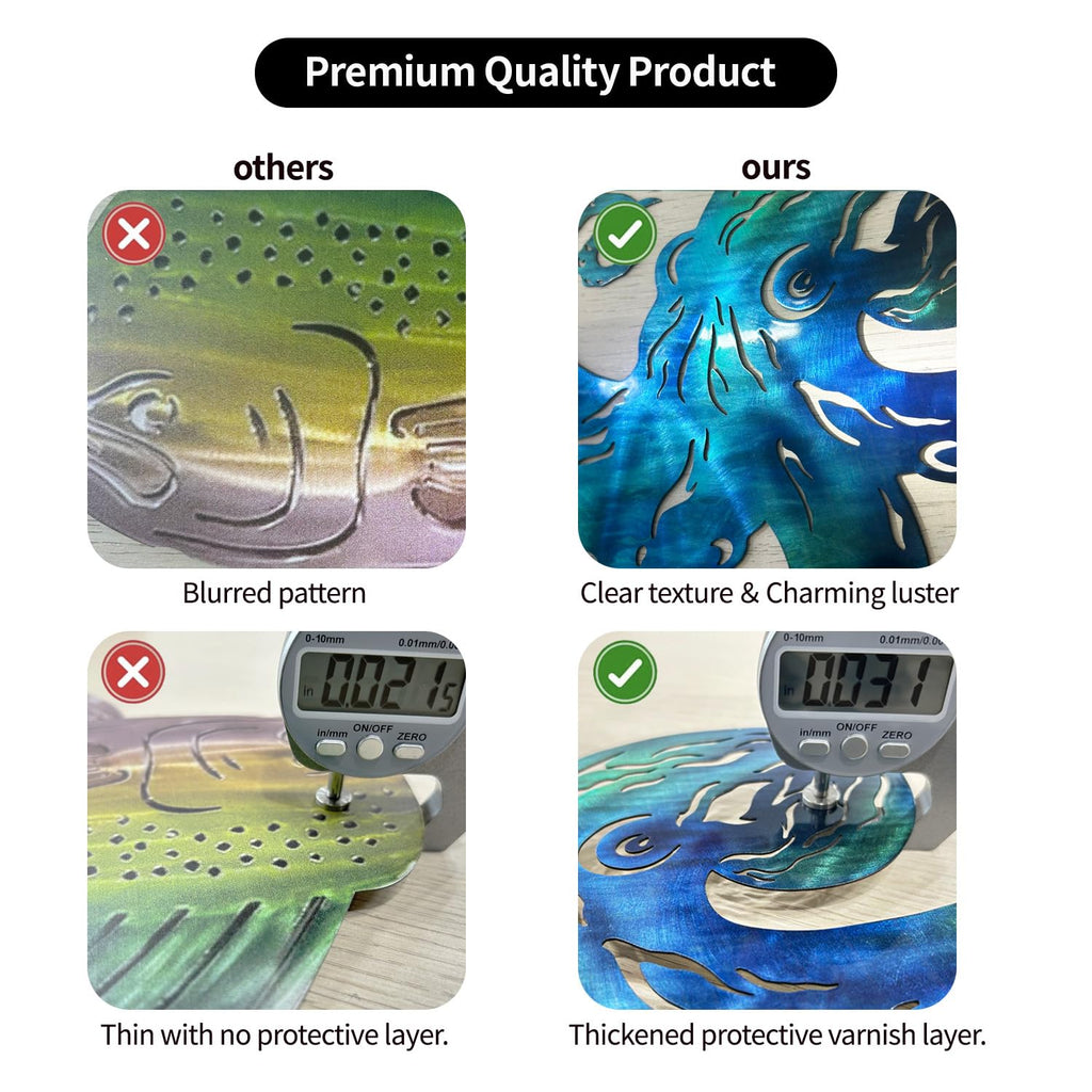 Coastal Wall Art Whale Metal Wall Sculptures, Ocean Beach Themed Metal Hanging Home Decoration 3PCS 16.2"x12.1"