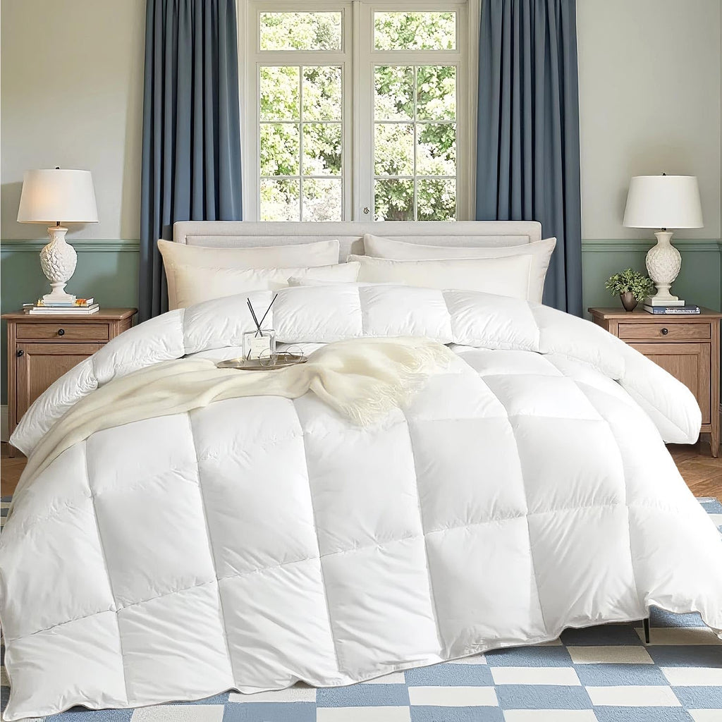 Down Fiber Comforter King for Winter, 100% Cotton Duvet Insert