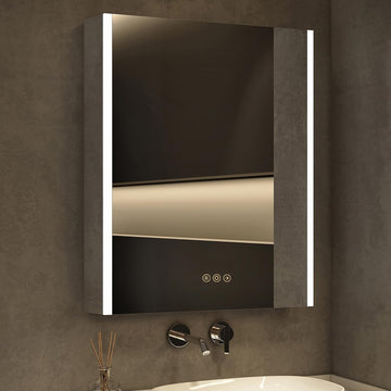 16 x 24 Inch Medicine Cabinet with Mirror and LED Light | Recessed, Wall-Mounted, Dimmable, Anti-Fog, Memory