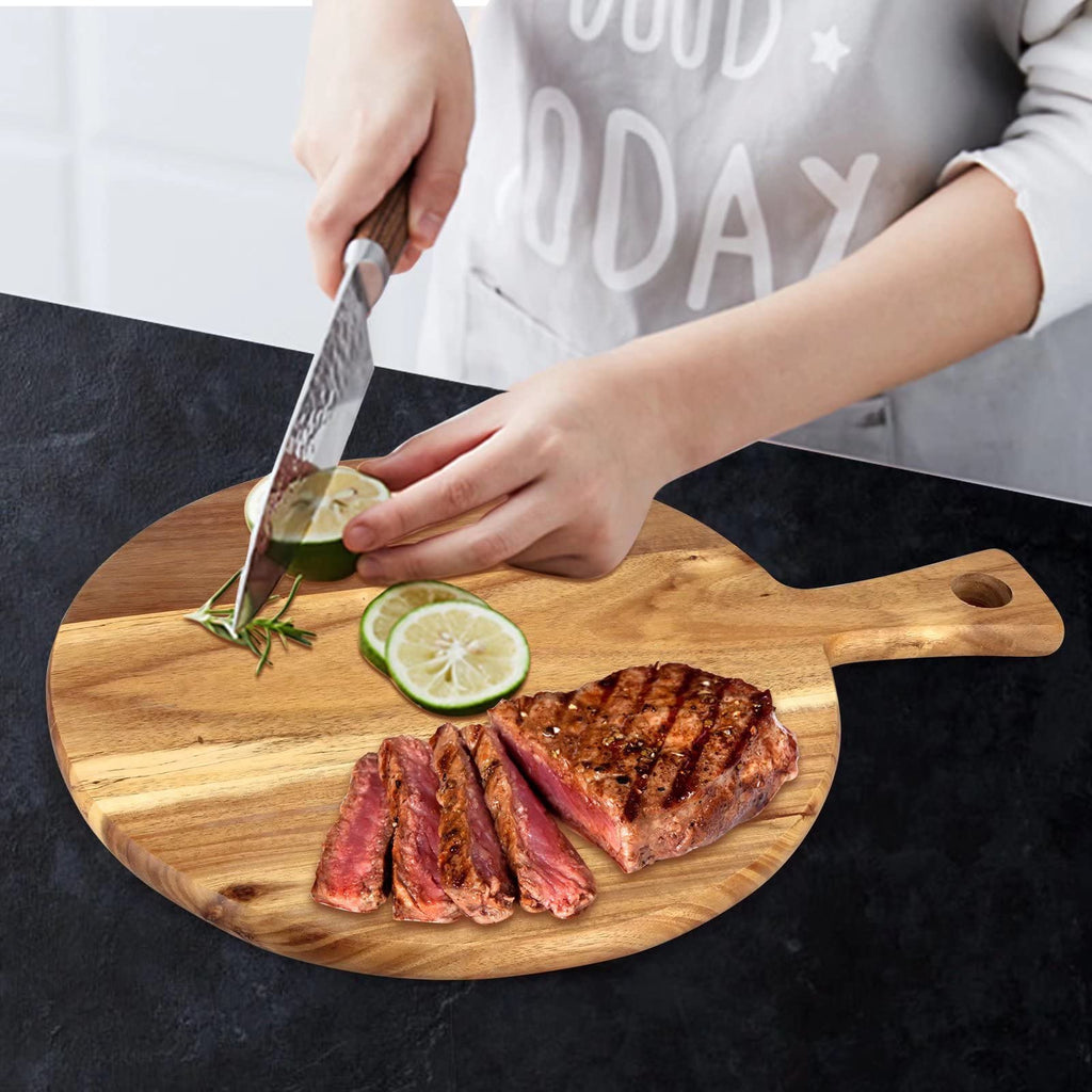 Acacia Wood Cutting Boards Round Chopping Charcuterie Boards