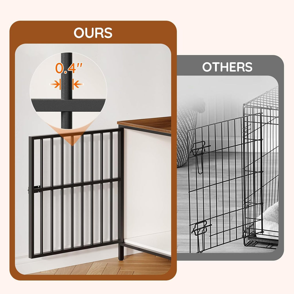 Dog Crate Furniture with Sliding Barn Door, Dog Kennel Indoor for Medium/Large Dogs, Heavy Duty Dog Cage with 2