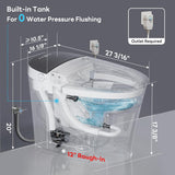 Smart One-Piece Toilet with Built-In Bidet, Powerful Dual Flush, ADA Comfort Height, Auto Open and Close Lid, Heated Seat, Night Light