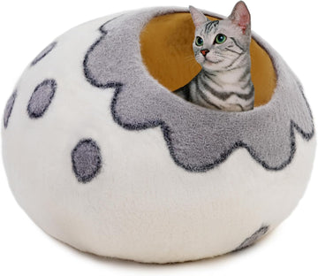 Premium Felt Cat Cave Bed - Wool Kitty Beds Handcrafted Kitten Caves Bed for Indoor Cats - Made from Merino Wool